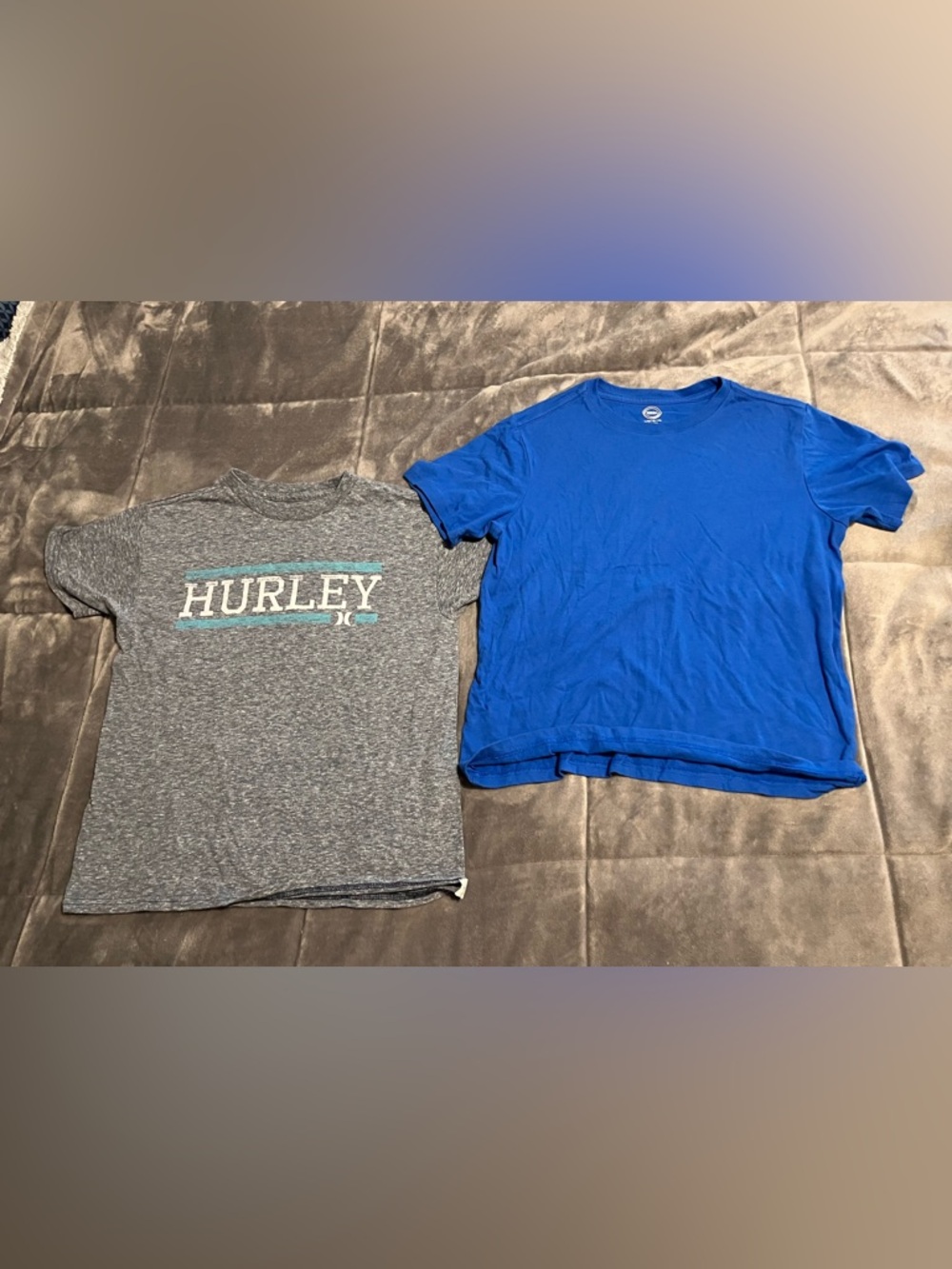 Hurley Kids' Gray Graphic Tee and blue tee size 10/12